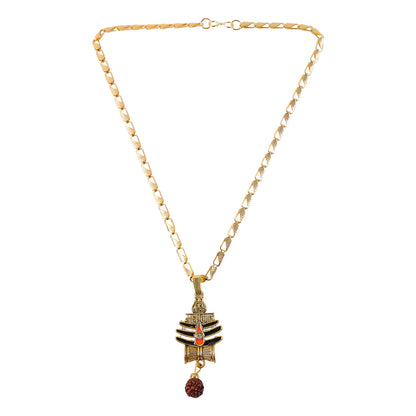 Mahakal Trishul Rudraksha Pendant Gold Chain Necklace