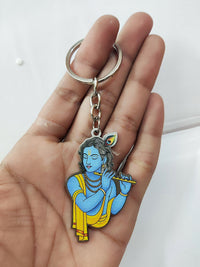 Blue Krishna Design Keychain with Colorful Charm for Keys and Bag Accessories