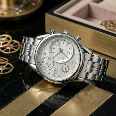 Premium Designer Analog Wrist Watch with Multi Dial & Metal Strap for Men