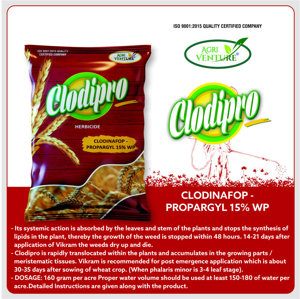 AgriVenture CLODIPRO ( Clodinafop Propargyl 15% WP ) Herbiceds. (160Ml)