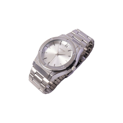 Premium Silver Analog Wrist Watch with Elegant Dial & Metal Strap