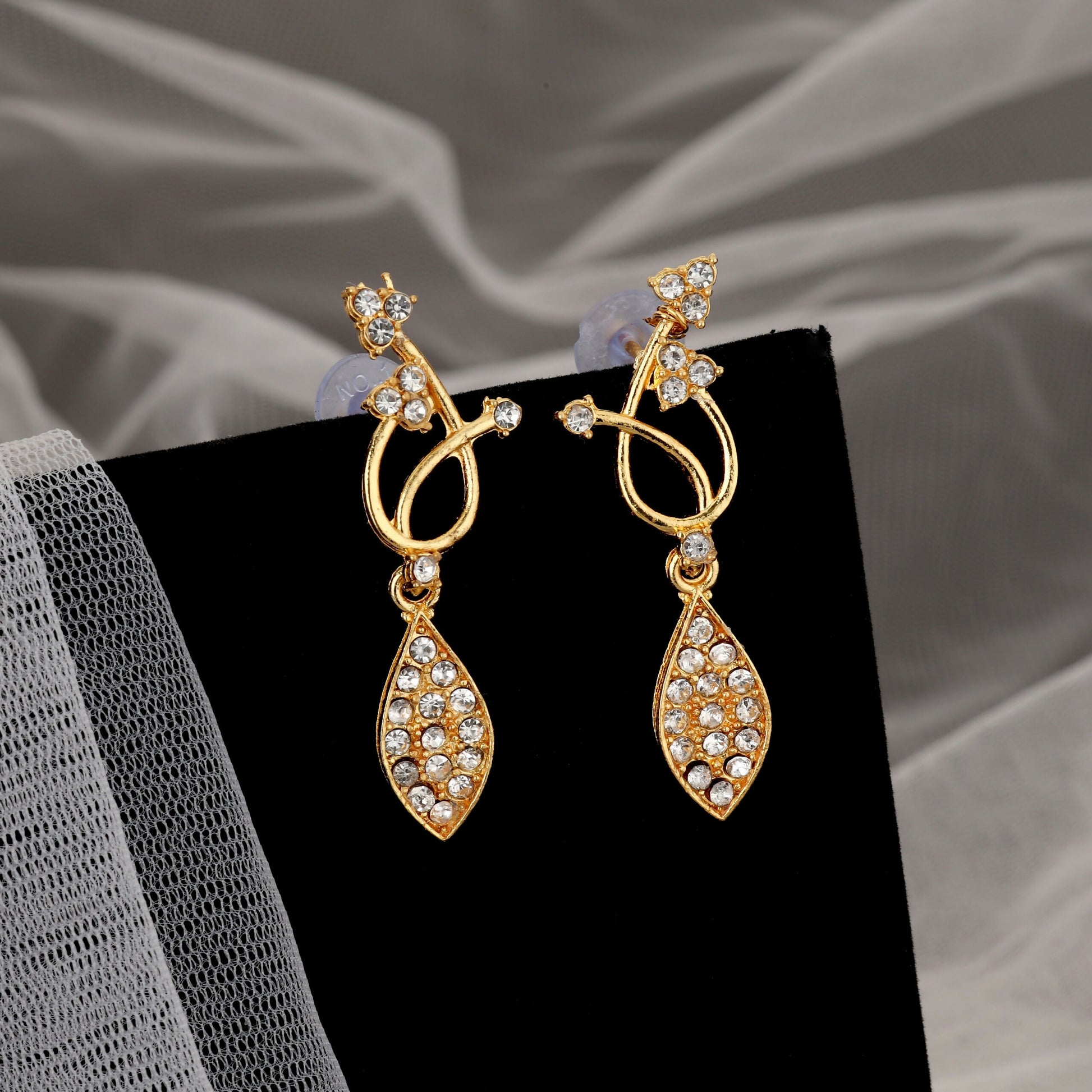 Elegant Gold-Toned Ruby & American Diamond Vine Necklace Set