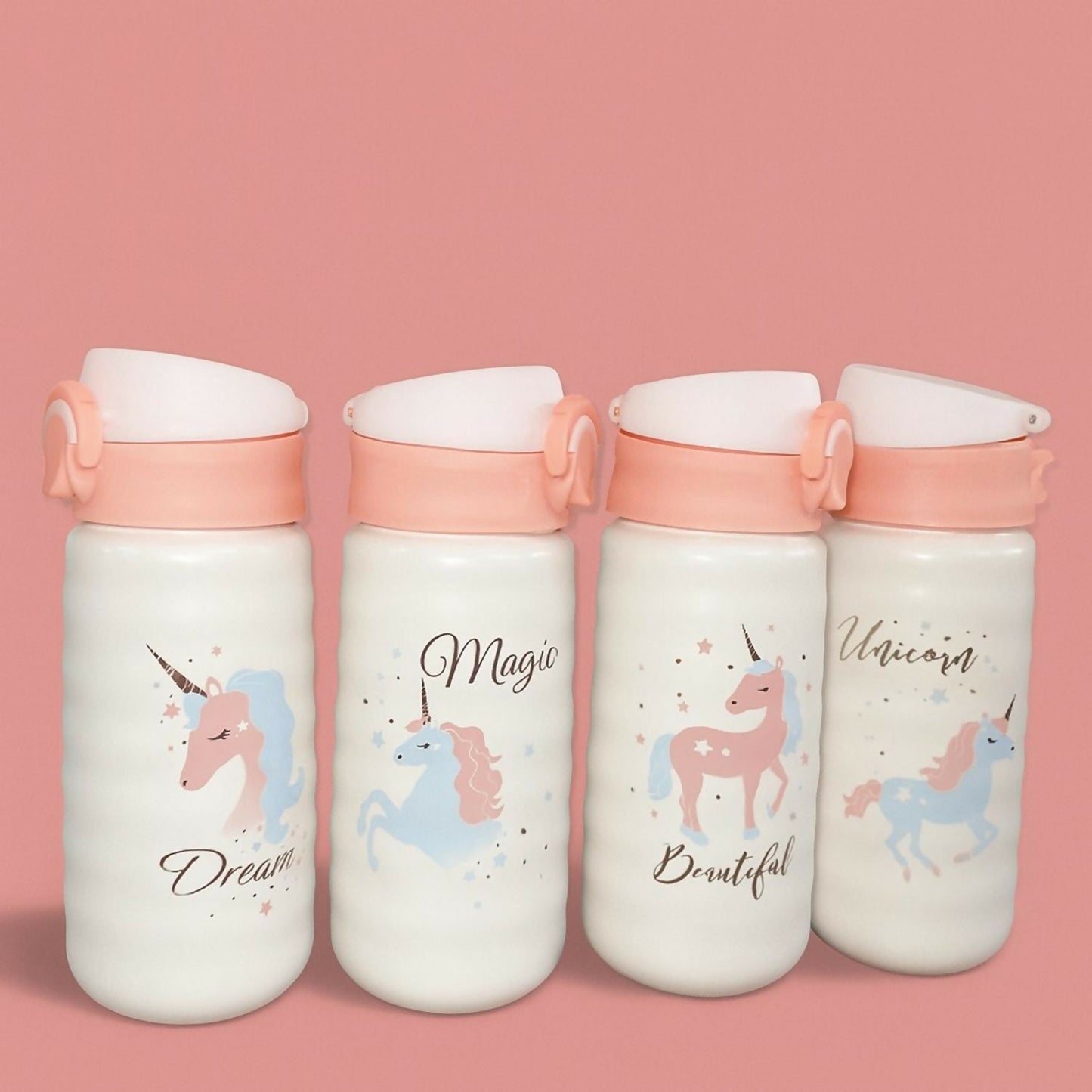 Unicorn Printed Kids Water Bottle with Flip-Top Sipper Lid | Leak-Proof BPA-Free Cute School Bottle for Girls & Toddlers | Lightweight Unbreakable Plastic Sipper for School, Travel & Daily Use | Pack of 1 (Unicorn Design)