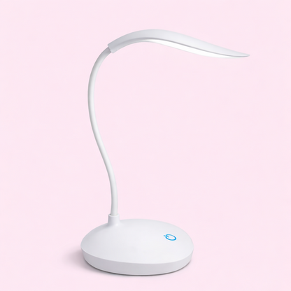 White LED Desk Lamp with Touch Control, Flexible Neck for Study & Reading