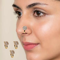 Non-Piercing CZ Nose Clip/Press Nath | Multi-Design Combo Combo Pack of 3
