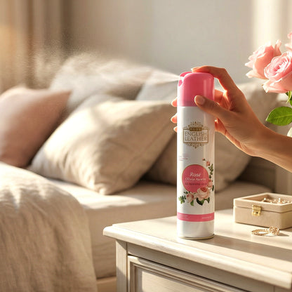 Close up view of air freshener spray application