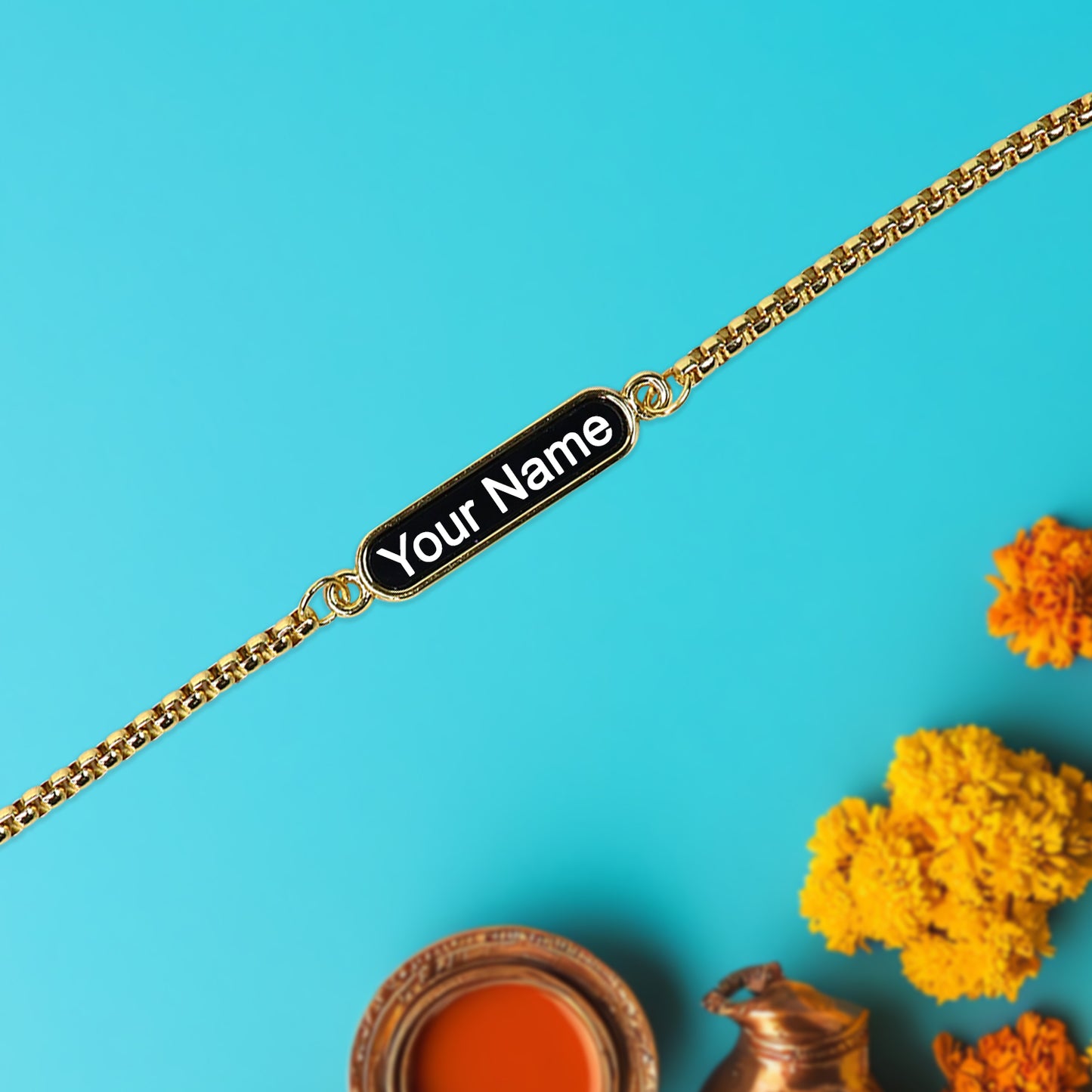 Personalized Chain Rakhi with Name Engraving – Stylish Gift for Brother
