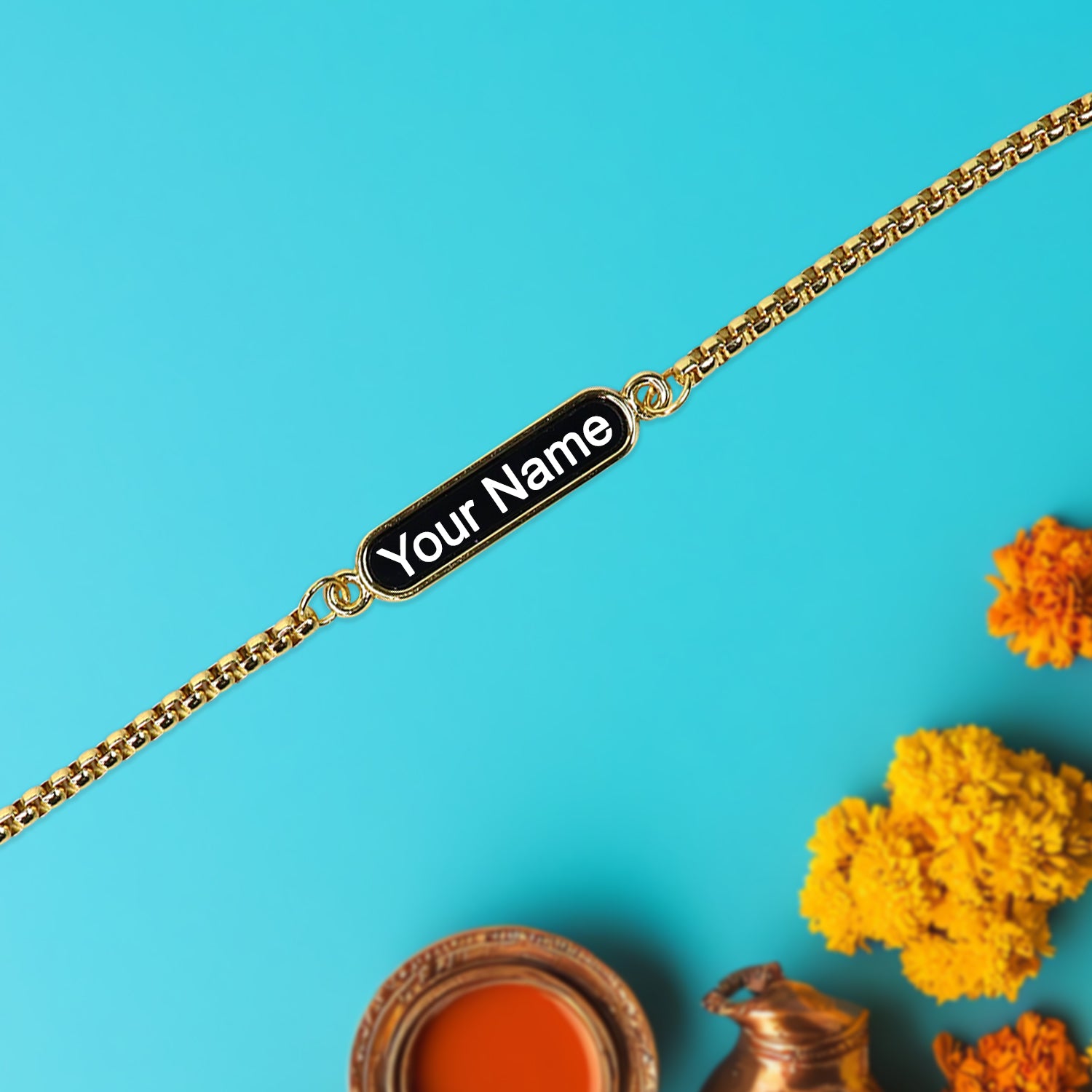 Personalized Chain Rakhi with Name Engraving – Stylish Gift for Brother