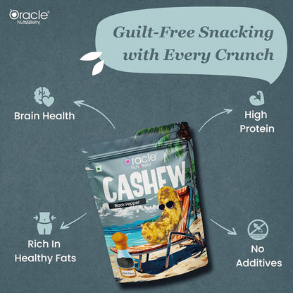 Oracle Black Pepper Roasted & Salted Cashews Crunchy Dry Fruits Snack (200gm)