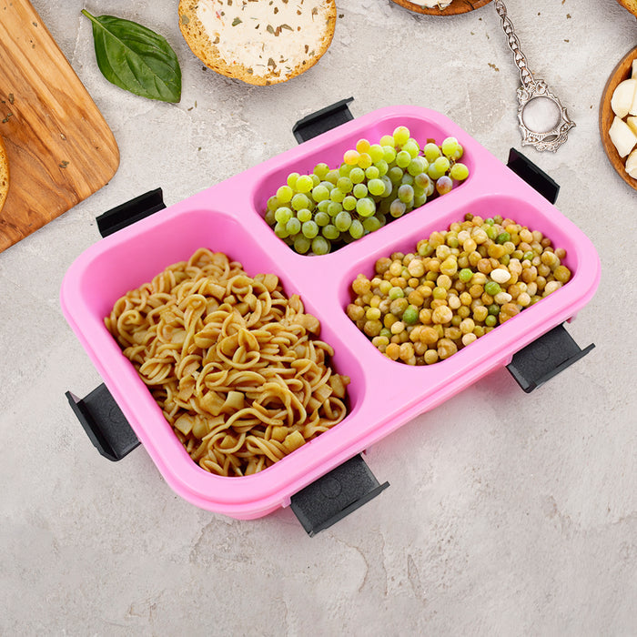 Customized Plastic 3 Compartment Insulated Lunch Box, Lunch Box (1 Pc)