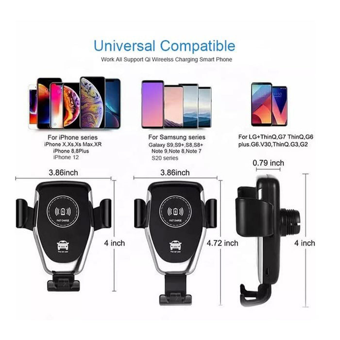 Car Phone Holder Wireless Car Charger 10W Qi Fast Charging Car Charger Gravity Auto Clamping 360Â° Rotation Air Vent Car Mount Holder