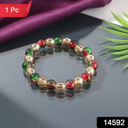 Multicolor Glossy Bead Stretch Bracelet  (1 Pc)