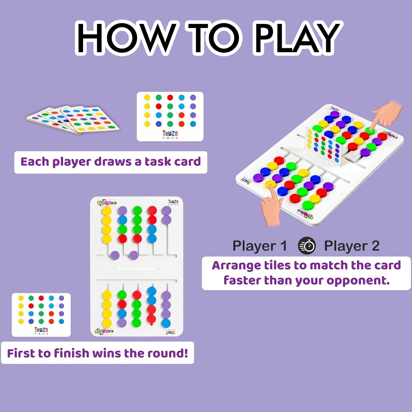 Truzo Color Matching Puzzle Game – Fast-Paced Pattern Recognition Board Game for Kids & Family