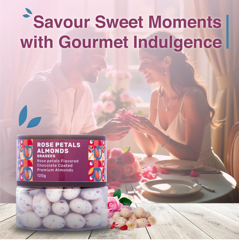 Oracle Nuts & Berry Rose Petals Almond Dragees – Chocolate Coated Premium Almonds – (120gm)