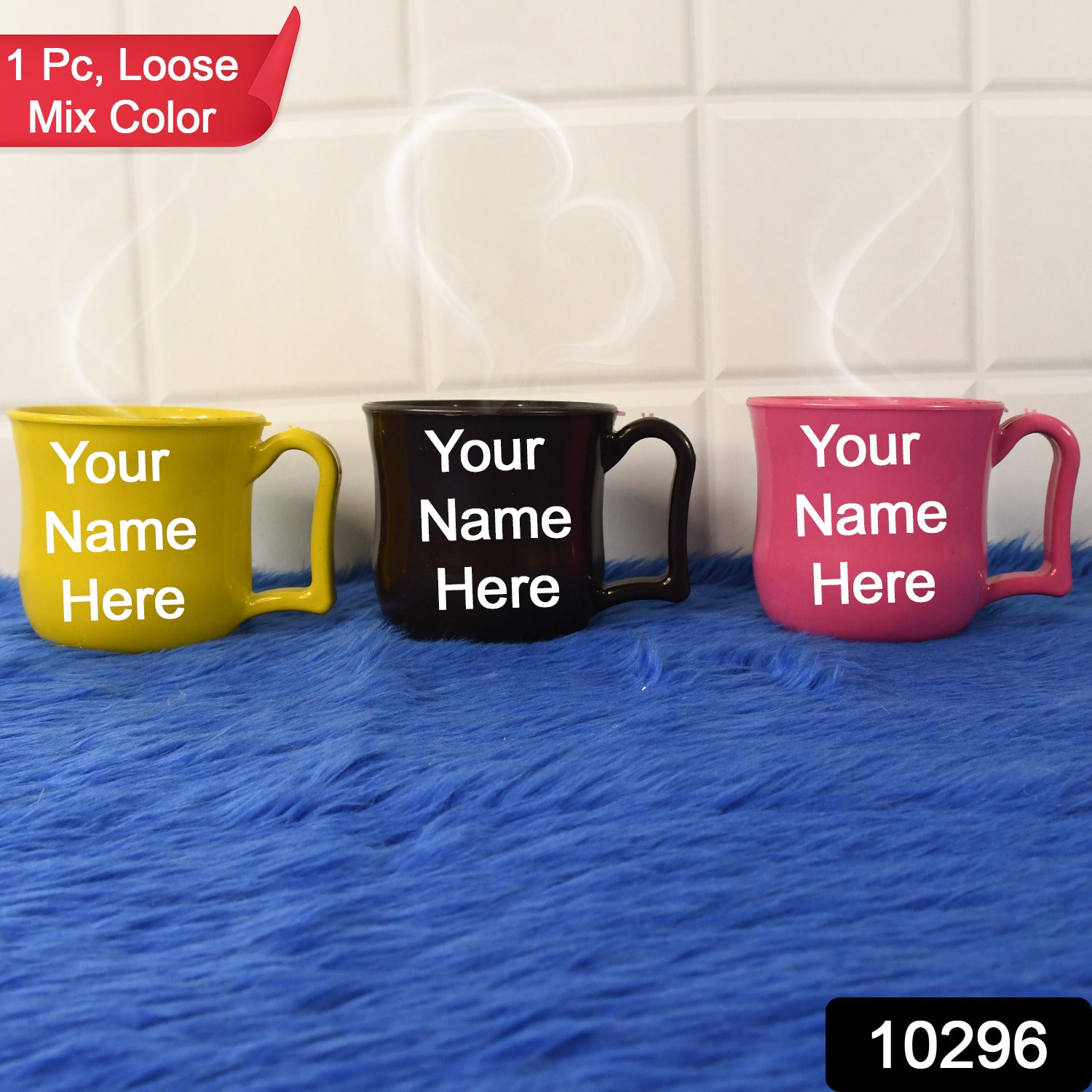 Customize Plastic Coffee / Tea Cups / Mug with Handle (1 Pc / Loose / Mix Color)