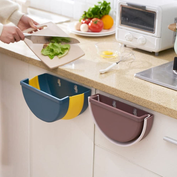1pc New Multifunctional Garbage Bin For Kitchen, Desktop, Home,  Wall-mounted With Flower Design