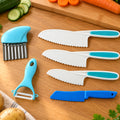 Kids Kitchen Set with Serrated Knives, Peeler and Crinkle Cutter (6 in 1)
