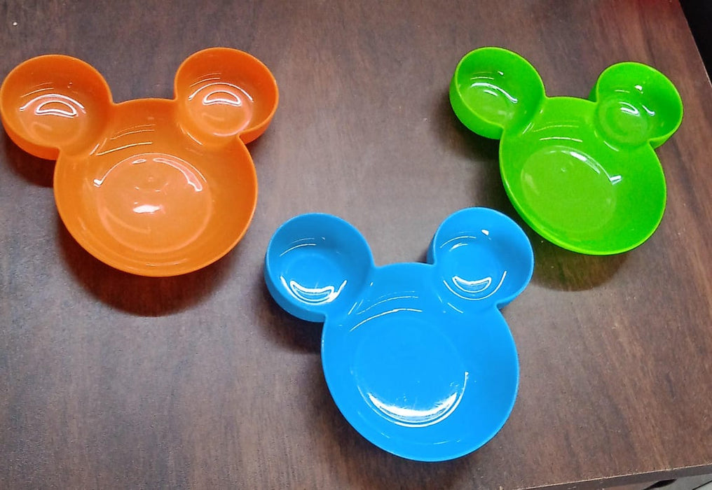 Mickey Mouse Shape Plates for Kids, BPA Free, & Unbreakable Children’s Food Plate, Kids Bowl, Fruit Plate, Baby Cartoon Bowl Plate, Tableware (1 Pc)