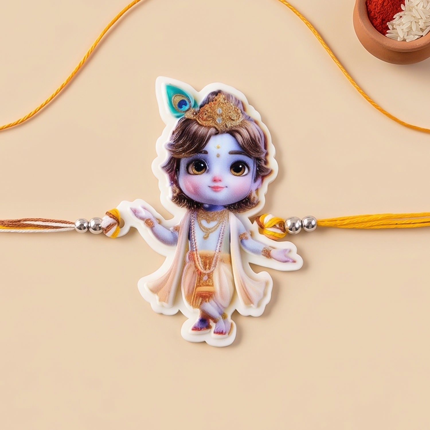 Bal Krishna Rakhi Set with Nut Butterscotch, Pack of 3