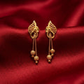 Gold Plated Leaf Design Dangle Earrings for Women | Ethnic Pearl Drop Hanging Jhumka