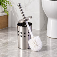 Steel Toilet Brush Holder Set for Bathroom, Covered Toilet Cleaner Stand (1 Set)