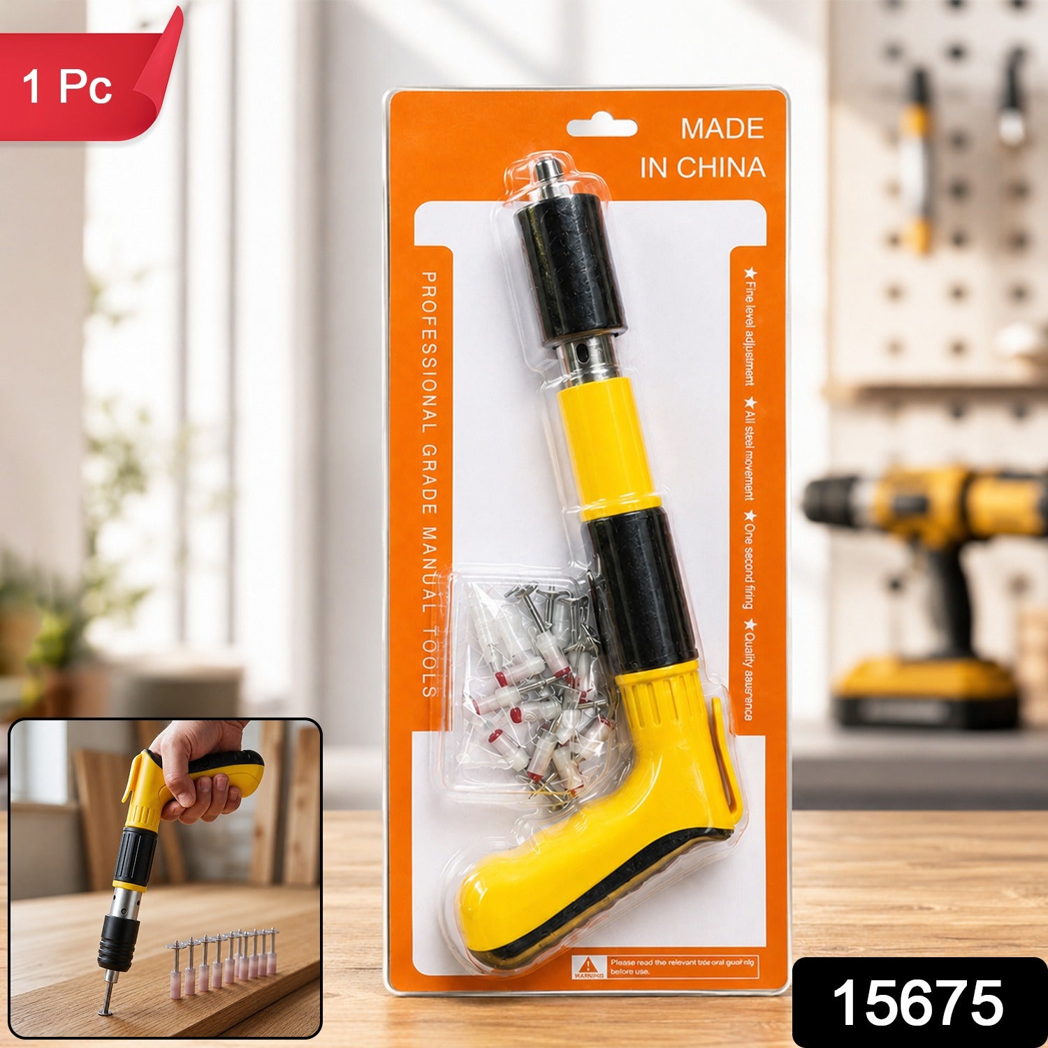 Manual Wall Fastening Nail Gun Tool for Wood and Concrete Walls (1 Set)