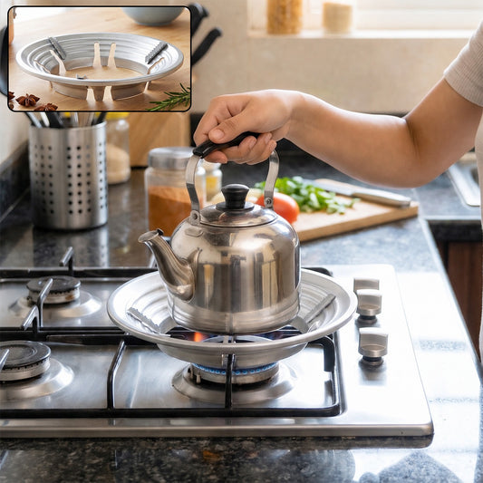 Gas stove burner stand, stainless steel wok support ring and trivet (1 pc)