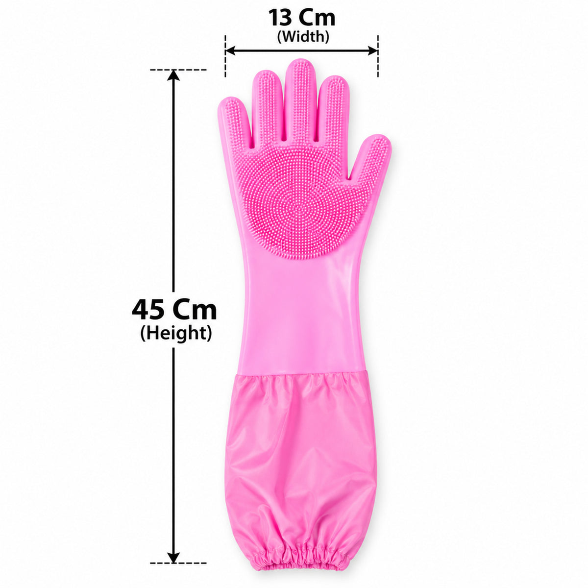 Long Cuff Silicone Scrubber Cleaning Gloves for Kitchen and Home Use