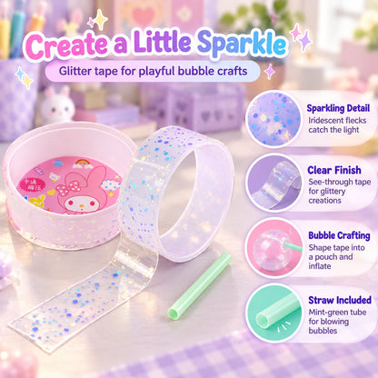 Glitter Nano Bubble Craft Tape with Straw for Creative DIY Activities (1 Pc)
