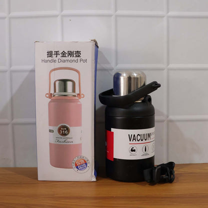 Travel-friendly insulated flask with carry strap