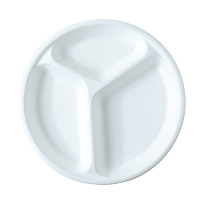Vegnar 10 Inch 3-Compartment Round Compostable Bagasse Plate (10 Pc)