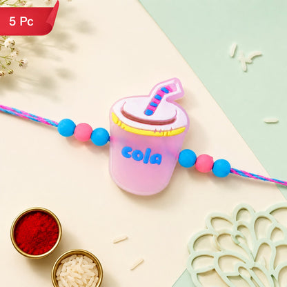 Cold Drink Cup Charm Rakhi Kids Beaded Designer for Brother (5pcs)