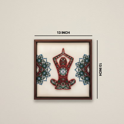 Handcrafted Multi-Layer Wooden Yoga Wall Art – 3D Meditation Pose Design | Spiritual Home Decor | Handmade Wooden Wall Hanging for Yoga Room & Living Space