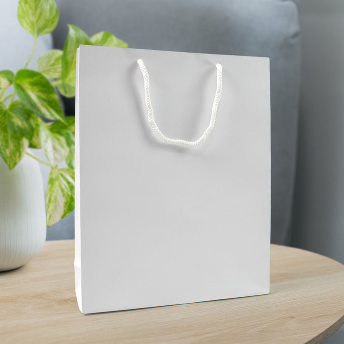 WHITE COLOUR PAPER BAG (8x10x4 Inch)