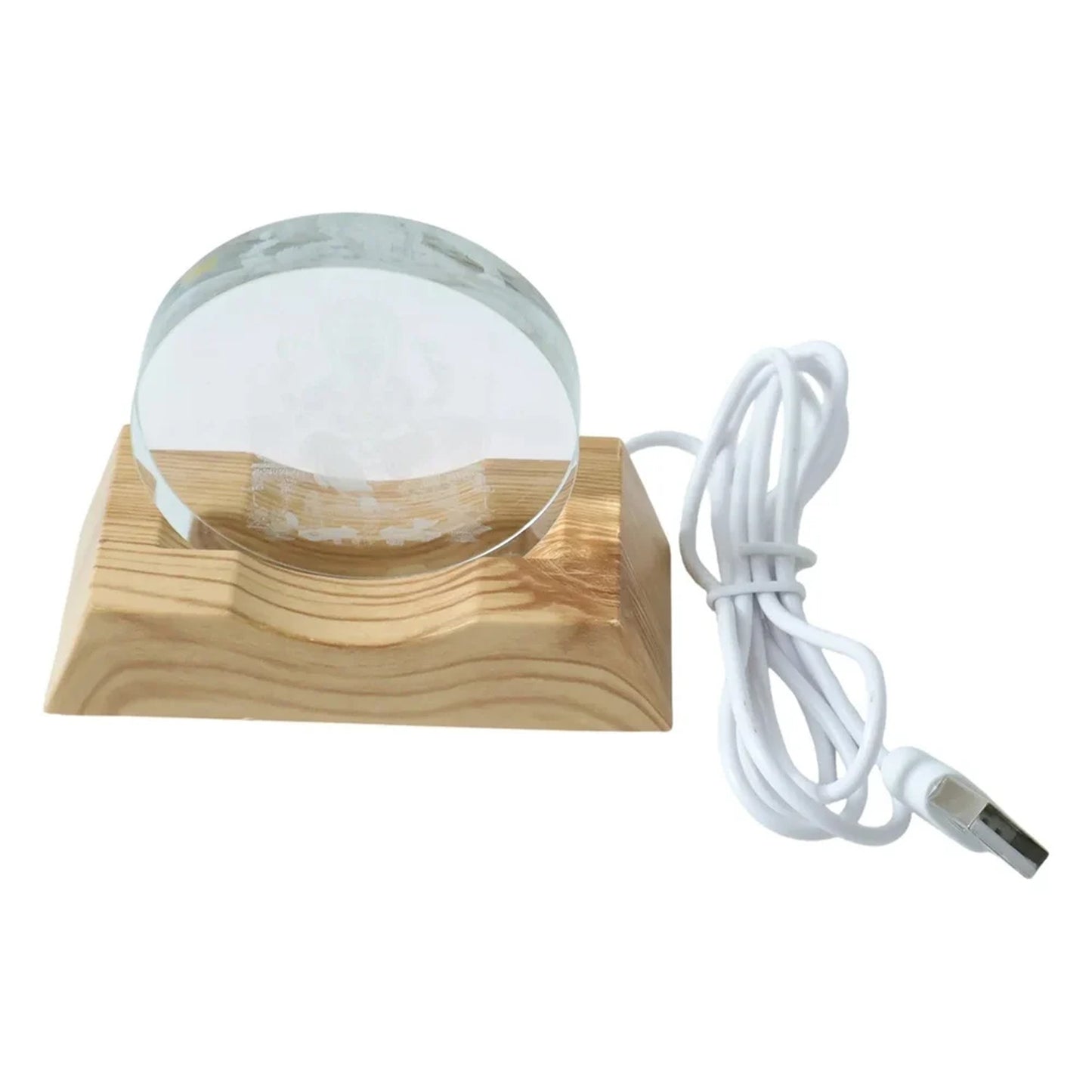 Side view of 3D Lord Ganesha LED night lamp with wooden base