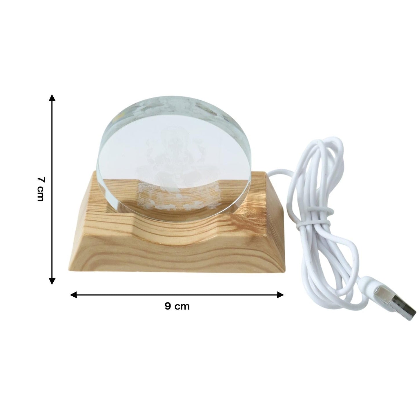 Size comparison image of 3D Lord Ganesha LED lamp