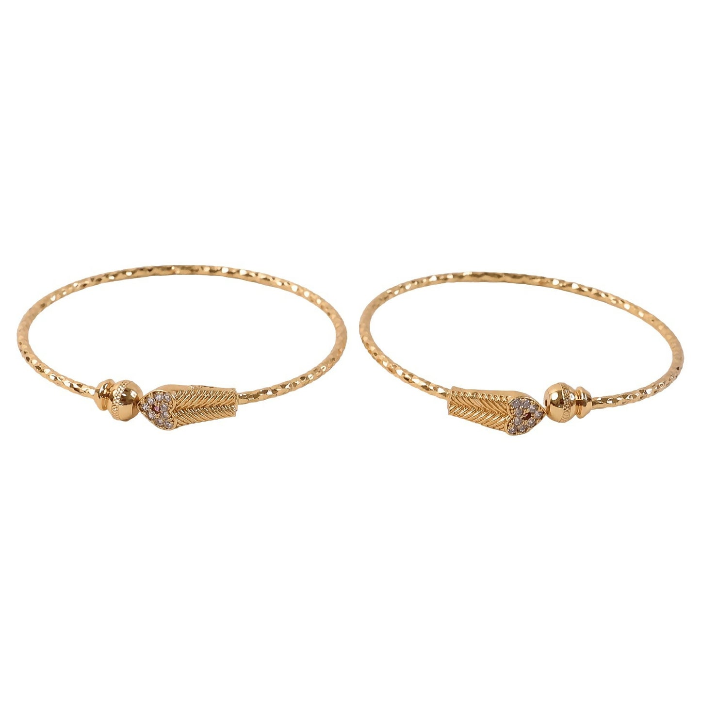 Gold Plated Leaf Design Openable Bracelet Pair