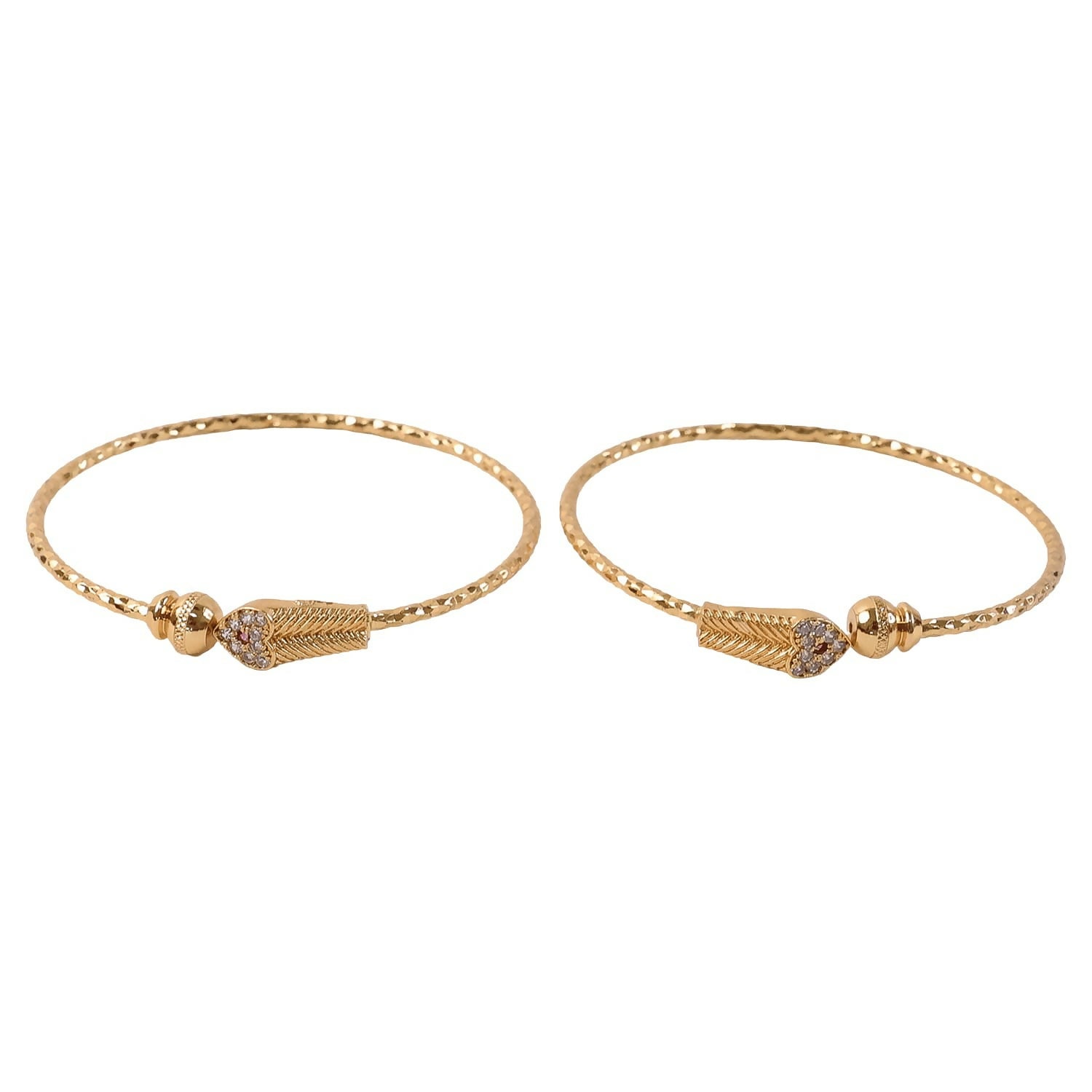 Gold Plated Leaf Design Openable Bracelet Pair