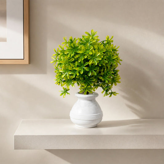 Artificial Plant with White Ceramic Pot for Home Office Décor Indoor Table Decoration