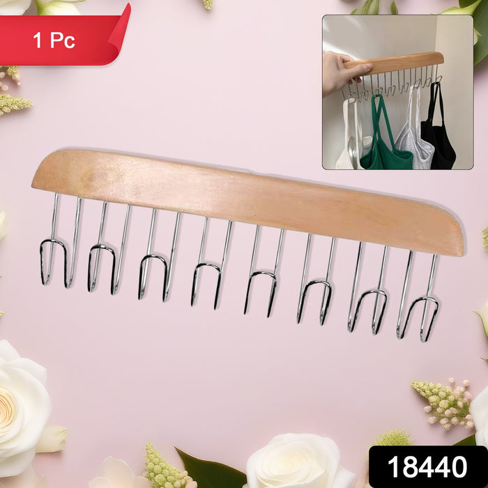 Space Saving 8 Hooks Wooden Hangers (Hanging hook not included / 1 Pc)