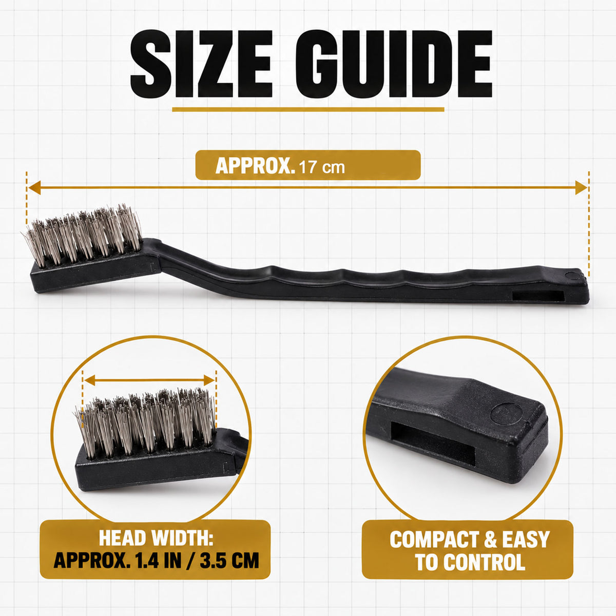 Multipurpose Brass, Steel and Nylon Cleaning Brush Set (3 Pc)