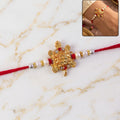 Turtle Rakhi – Gold Charm & Pearl Sides for Festive Elegance