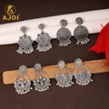 Oxidised Silver Earrings – 4 Trendy Statement Pairs Set