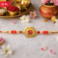 OM Antique Floral Rakhi Elegant Traditional Design for Raksha Bandhan (10pcs)