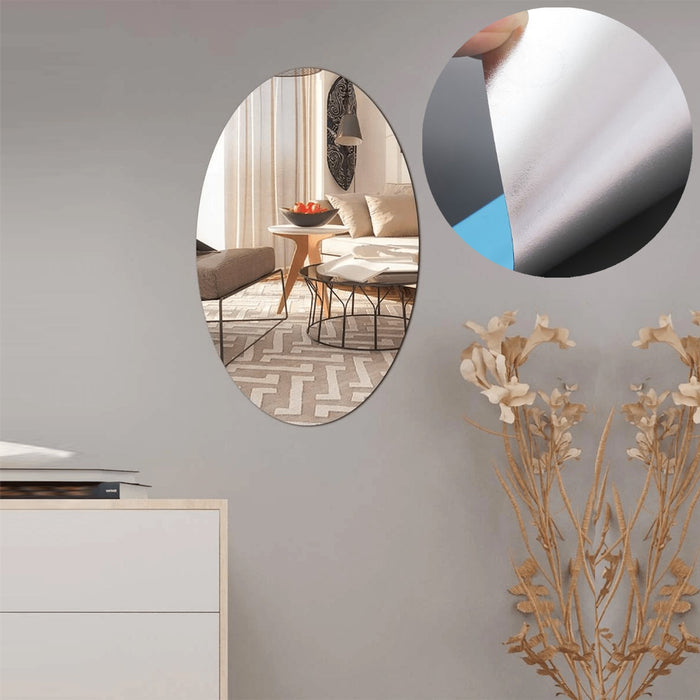 1748 Oval Frame Less Mirror Wall Sticker for Dressing