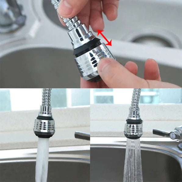0527 Flexible 360 Degree Stainless Steel Faucet Turbo Flex Sprayer Water Extender for Easy Clean Sink Water Saving Extension Jet Stream Spray Setting Faucet for Kitchen / Bathroom