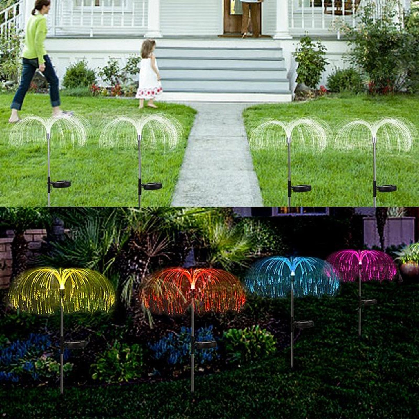 Solar Outdoor Lights – 7-Color Waterproof Jellyfish Like Firework Home Decor (2pcs)