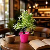 Artificial Bonsai Flower Tree Decorative Pink Pot Home Office Table Centerpiece Decor