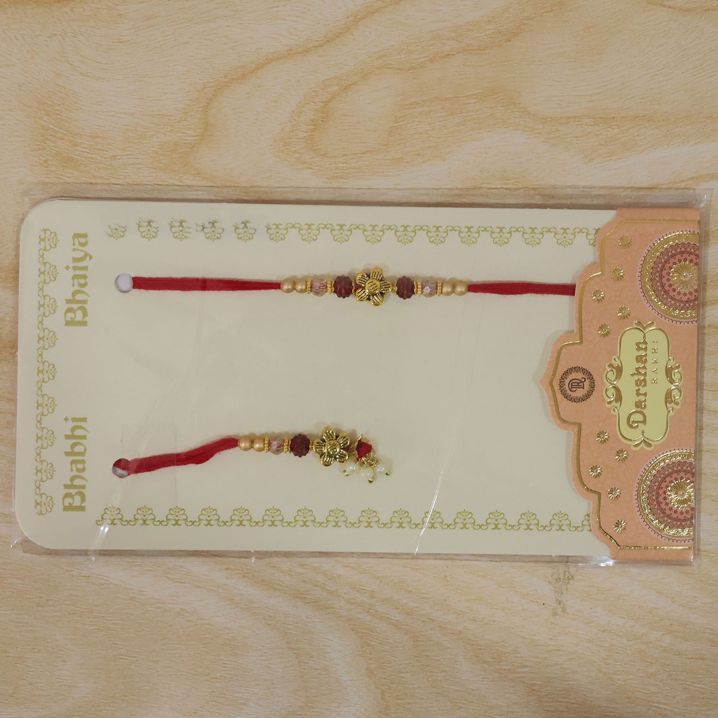 Classic Floral Motif Design Bhai Bhabhi Rakhi with Floral Rakhi and Tassel for Gift