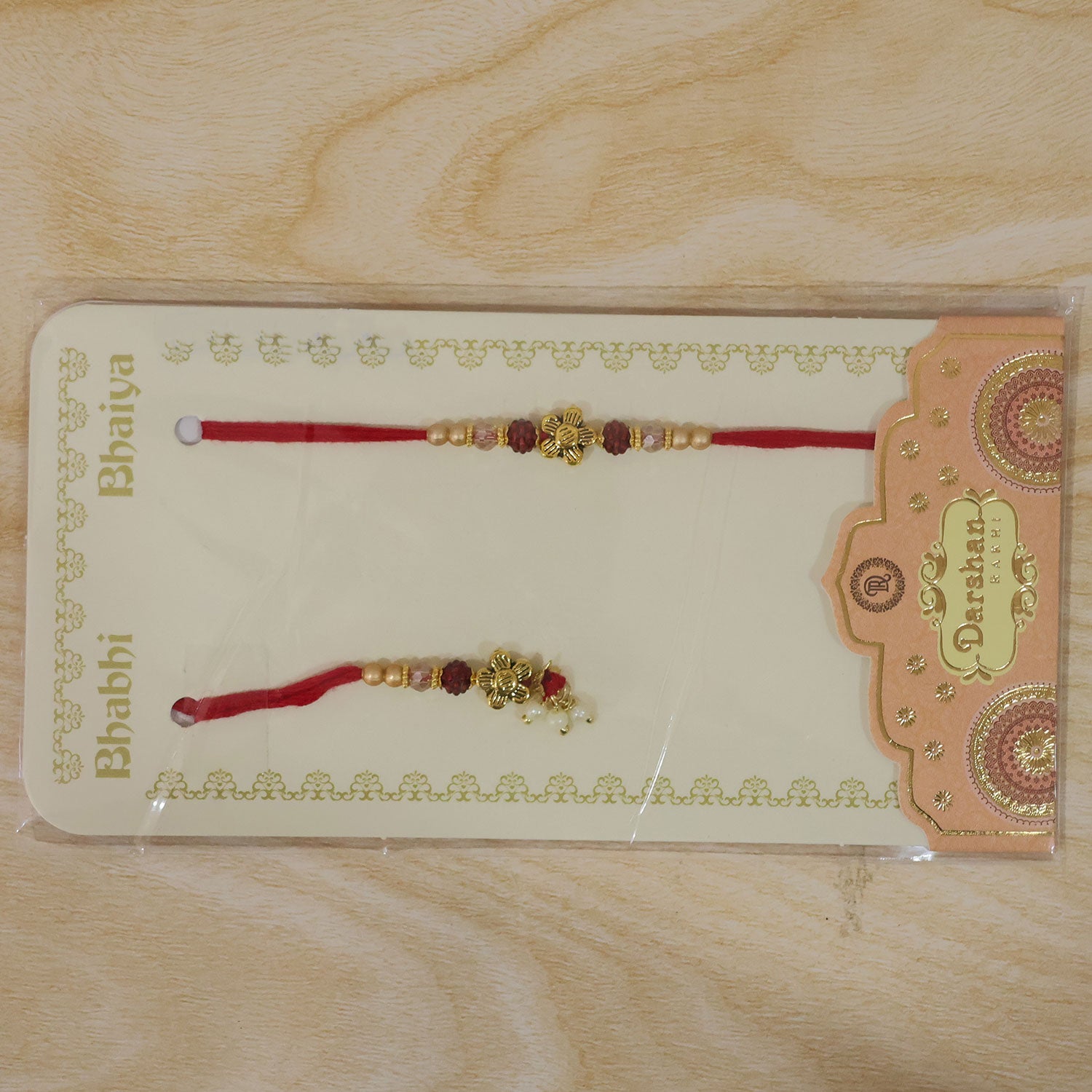 Classic Floral Motif Design Bhai Bhabhi Rakhi with Floral Rakhi and Tassel for Gift